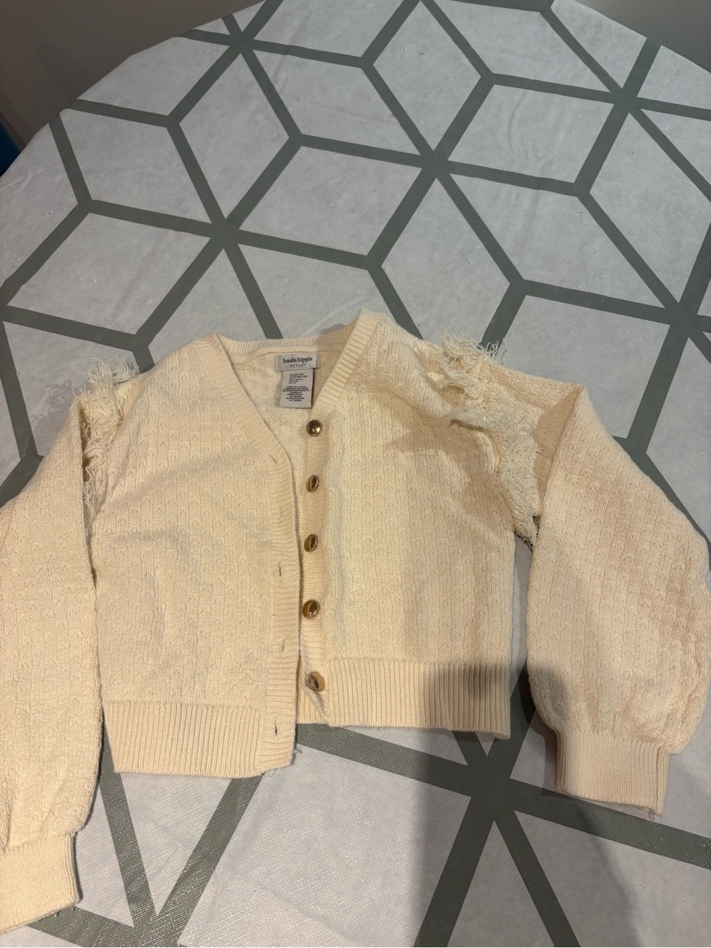 3/15$ Haute Hippie Cream Textured Knit Cardigan
